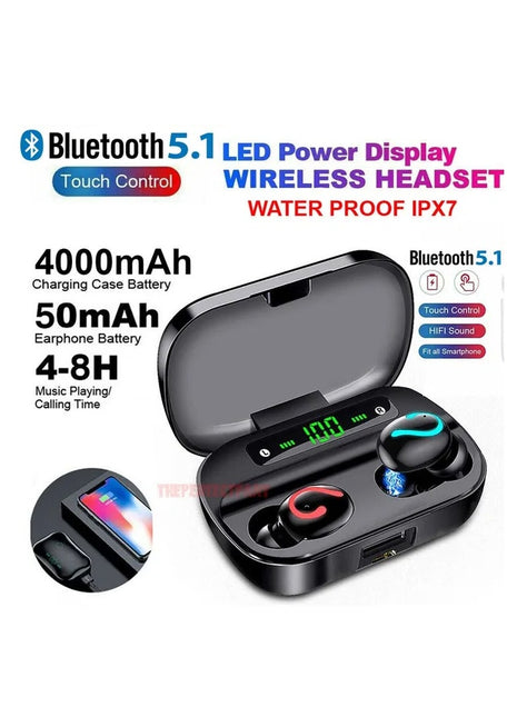 Bluetooth 5.1 Headset TWS Wireless Earphones Mini Earbuds Stereo Headphones IPX7