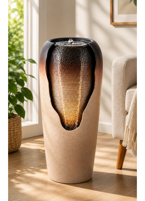 LIKESHOPPE 30.7" Outdoor Glazed Jar Water Fountain – Antique Resin Garden Water Feature with Pump