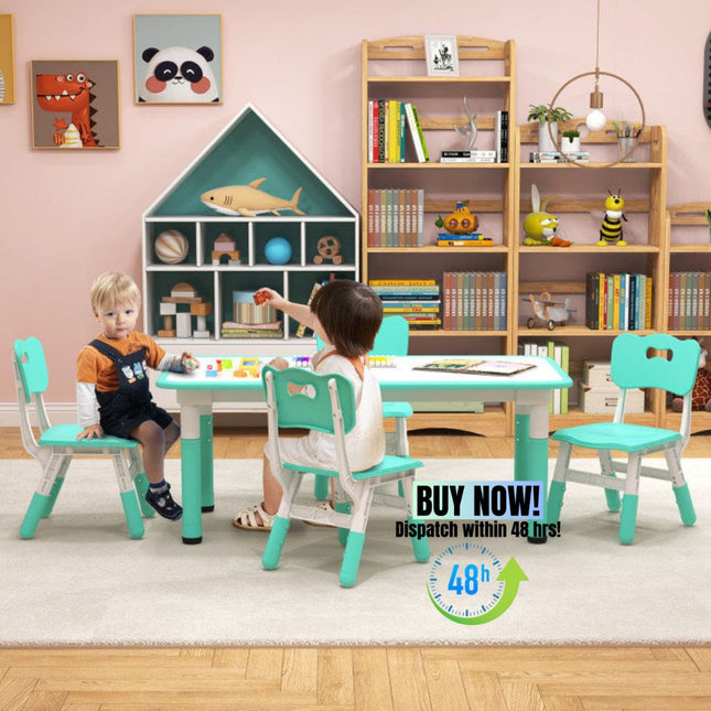 AV3- Kids Table and Chairs Set for 4 with Graffiti Desktop - Likeshoppe