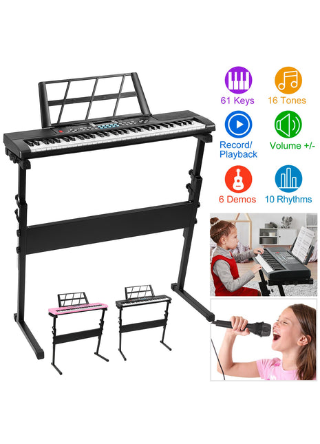 61-Key Kids Digital Piano Keyboard with Stand & Microphone – Beginner Music Learning Keyboard