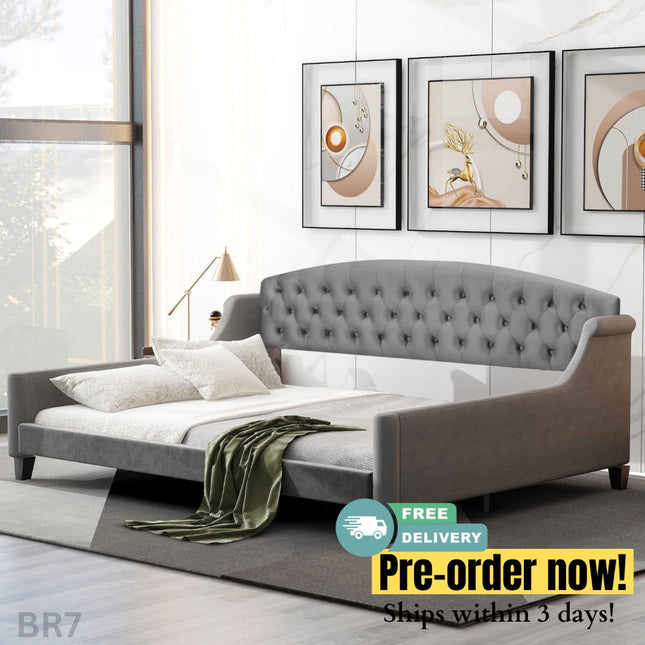 BR7- Modern Luxury Tufted Button Daybed, Full, Gray (Old SKU: SM001009AAE) - Likeshoppe