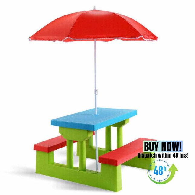 BM4- Kids Picnic Folding Table and Bench Set with Umbrella - Likeshoppe