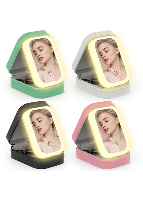 Portable Travel Makeup Bag with LED Mirror | Rechargeable Cosmetic Organizer with Dimmable Light | Likeshoppe