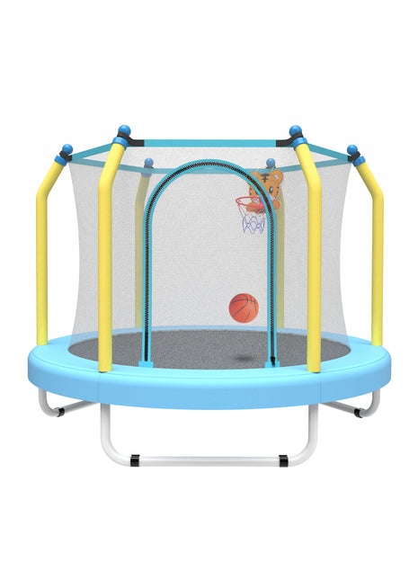 Likeshoppe 55-inch Trampoline For Kids Indoor & Outdoor Small Toddler Trampoline With Basketball Hoop