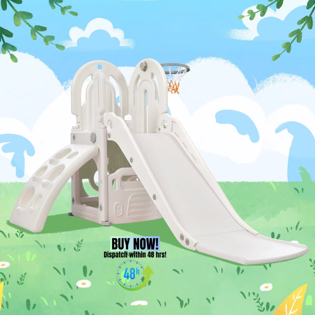 BB20- Toddler Climber and Slide Set 4 in 1; Kids Playground Climber Freestanding Slide Playset with Basketball Hoop Play Combination for Babies Indoor & Outdoor - Likeshoppe