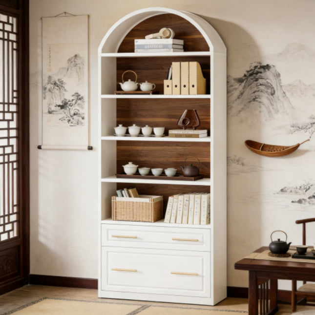Likeshoppe Modern Arched Bookshelf with Drawer & File Cabinet