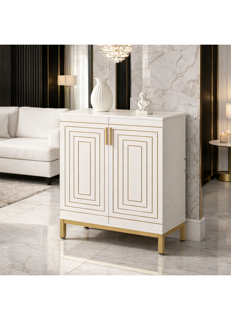 Likeshoppe Modern Shoe Storage Cabinet with Doors – 5 Tier Entryway Shoe Organizer with Gold Legs