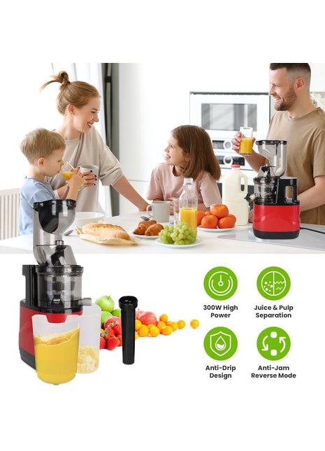 300W Cold Press Juicer Machine – Slow Masticating Juicer with Reverse Function & High Juice Yield