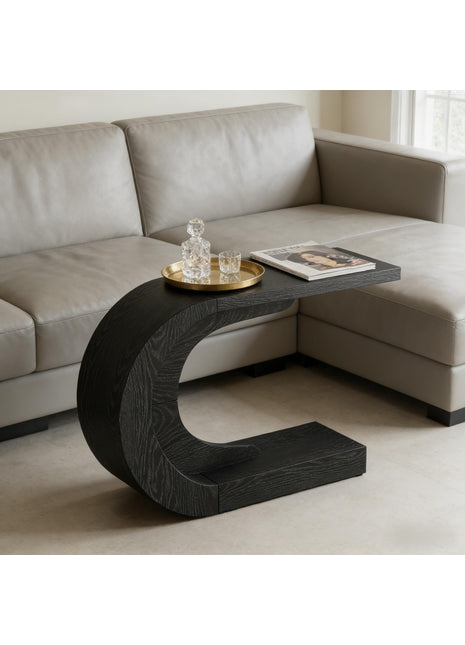 Modern Wave Console Table – C-Shape Entryway Sofa Table with Decorative Curved Design