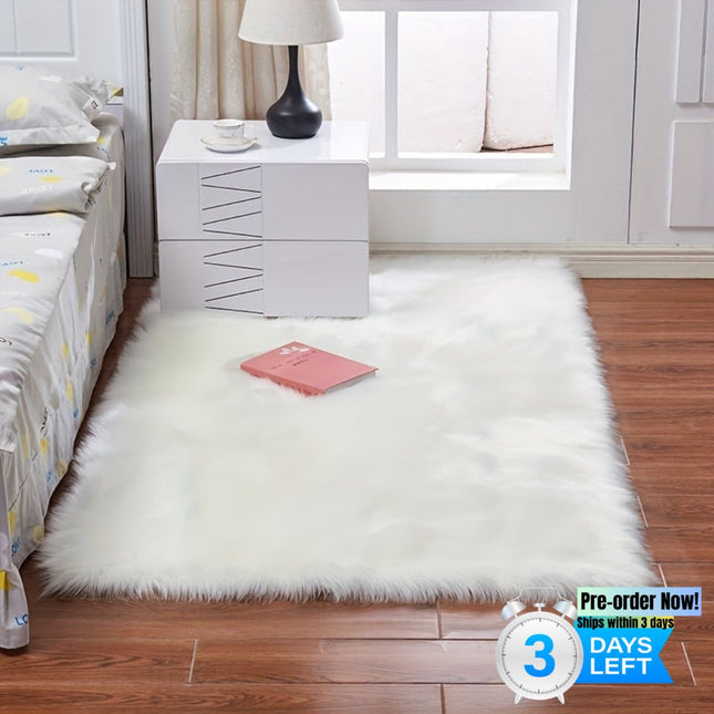 AR5- 1pc Fluffy Imitation Wool Area Rug, Suede Fleece Bottom Long Imitation Wool Rug, Acrylic 80% Polyester 20%, 2.36inch Long Wool, Living Room Bedroom Rug, Entryway Rug, Plush Rug, Simple Carpet - Likeshoppe