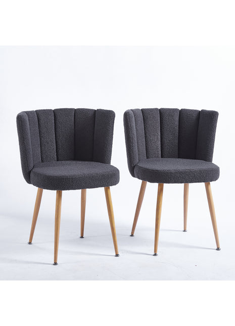 Likeshoppe Modern GRAY Dining Chair-set Of 2 With Iron Tube Wood Color Legs, Shorthair Cushions And Comfortable Backrest, Suitable For Dining Room, Living Room, Cafe, Simple Structure.