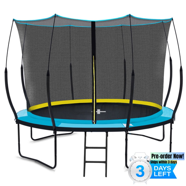BA1- YC 10FT Recreational Trampolines with Enclosure for Kids and Adults with Patented Fiberglass Poles Pumpkin - Blue - Likeshoppe