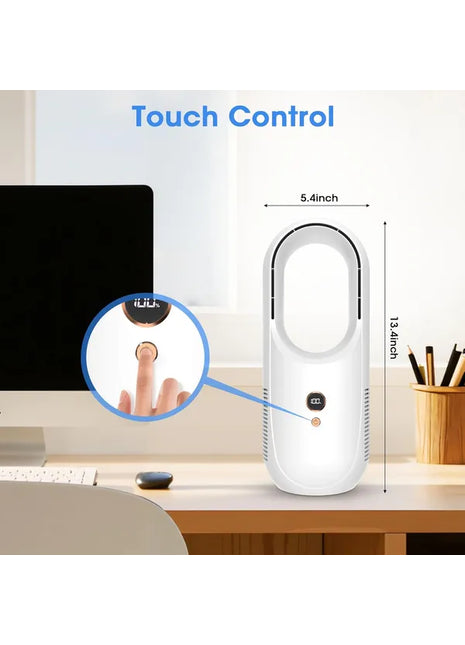 Likeshoppe Portable Bladeless Desk Fan Rechargeable – Quiet Personal Cooling Fan with 6 Speeds & LED Display for Bedroom & Office