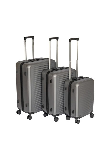 3 Piece Dark Gray ABS Luggage Set with Spinner Wheels & Lock