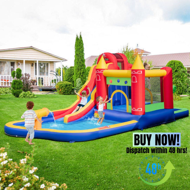 BC12- 9-in-1 Inflatable Bounce Castle with Water Slide and Splash Pool without Blower - Likeshoppe
