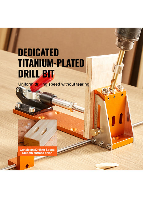 Likeshoppe Pocket Hole Jig Kit – 34-Piece Adjustable Woodworking Jig System with C-Clamp & Drill Bits for DIY Carpentry