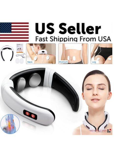 Electric Cervical Pulse Neck Massager – Magnetic Therapy Muscle Relaxation Device with Body Pads