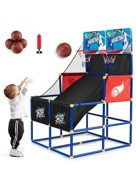 Likeshoppe Kids Basketball Arcade Game – Dual Shot Indoor Basketball Hoop with 2 Backboards
