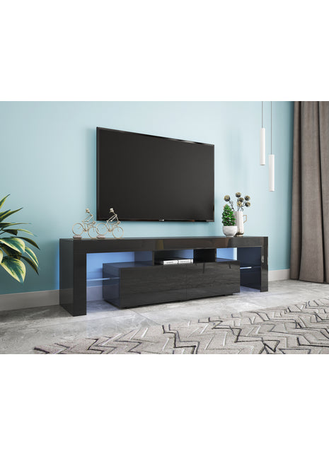 Likeshoppe Modern Black TV Stand 20 Colors LED TV Stand W Remote Control Lights-lsb