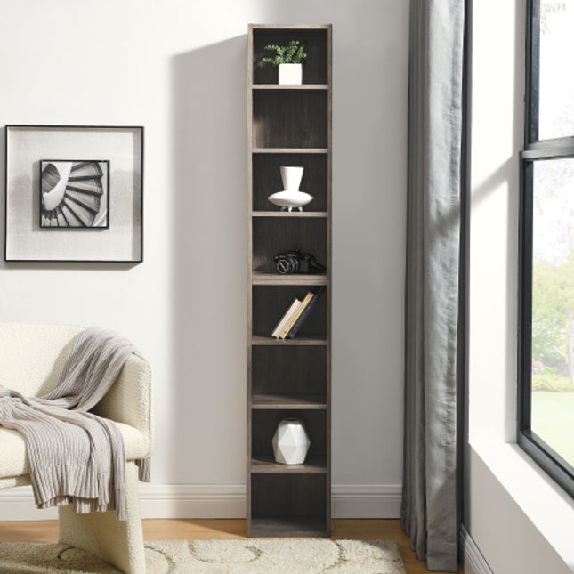Likeshoppe 8 Tier Slim Media Tower Bookshelf – Narrow CD DVD Storage Shelf with Adjustable Shelves