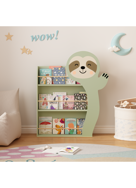 Likeshoppe Bookshelf with 3 Tier Display – Wooden Book Rack for Nursery, Playroom & Reading Corner