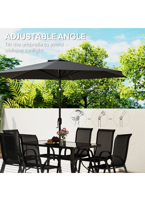8 Piece Patio Dining Set with Umbrella – Outdoor Table & 6 Chairs
