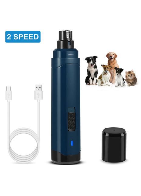USB Rechargeable Dog Nail Grinder – Quiet 2-Speed Pet Nail Trimmer for Dogs & Cats
