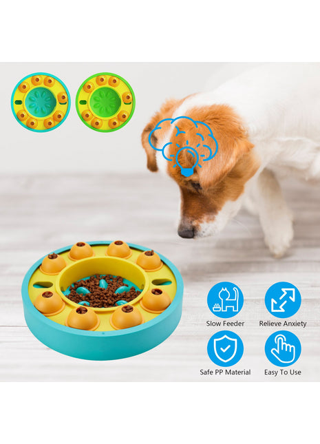 Interactive Dog Puzzle Feeder Slow Feeding Bowl – IQ Training Treat Dispensing Toy for Dogs & Cats