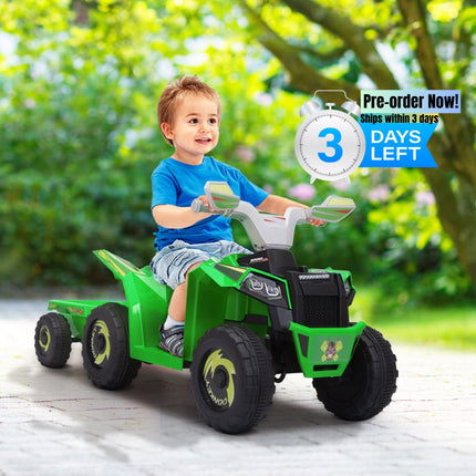 BH11- Children's Beach Car - with Trailer - Green - Likeshoppe