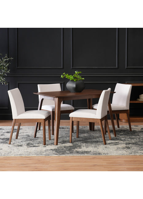 Likeshoppe 5 Piece Mid Century Dining Table Set with Upholstered Chairs – Solid Wood Walnut Dining Set for 4, Modern Kitchen & Dining Room Furniture