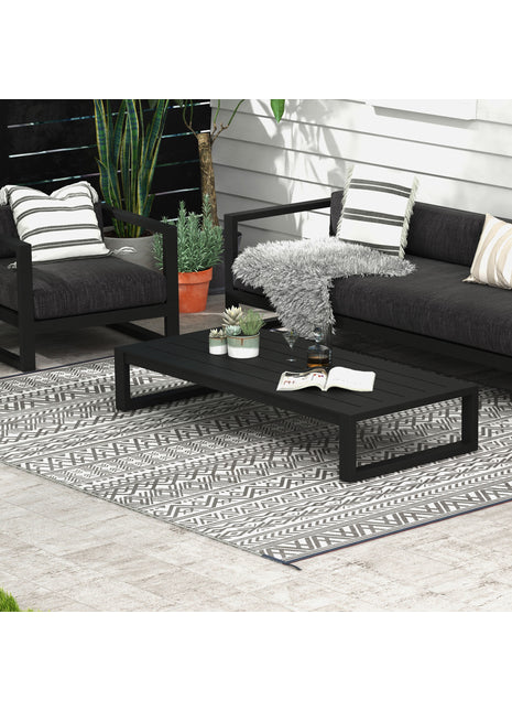 Reversible Outdoor Rug 8x10 Waterproof – Boho RV Camping Patio Rug with Carry Bag Gray & Cream