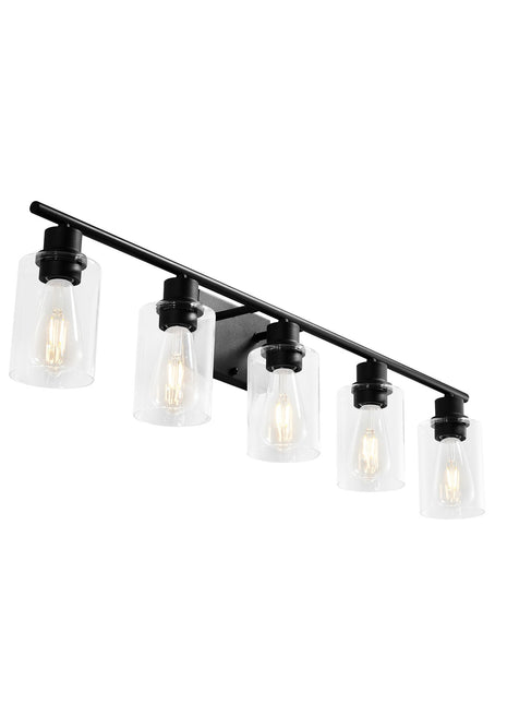 Likeshoppe 60W 5 Light Bathroom Vanity Light with Glass Shades – E26 Modern Fixture for Mirror Lighting (Up/Down Installation)