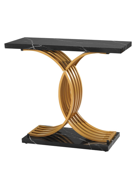 Likeshoppe Narrow Console Table with Gold Metal Frame – 39" Modern Entryway Sofa Table for Hallway & Living Room
