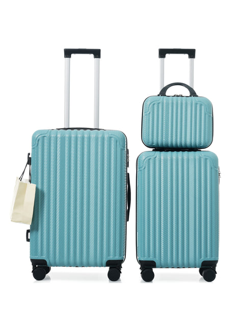 3 Piece ABS Luggage Set with TSA Lock & Spinner Wheels – Ice Blue