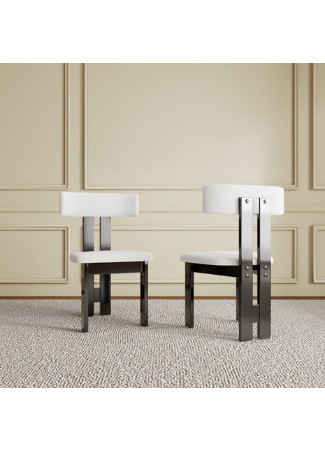 Modern White Velvet Dining Chairs Set of 2 – Upholstered Kitchen Chairs with Solid Wood Frame