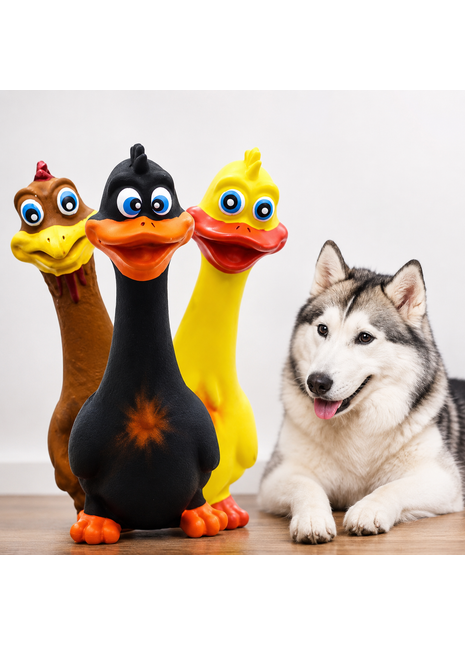 3PCS Screaming Chicken Dog Toys – Latex Squeaky Interactive Chew Toys for Dogs
