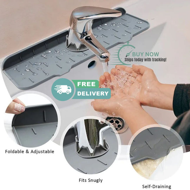 1B- 1 pc Likeshoppe’s Hot Sale Silicone Faucet Drip Catcher Sink Draining PadFaucet Absorbent Mat Sink Splash Guard Silicone Faucet Mat. - Likeshoppe