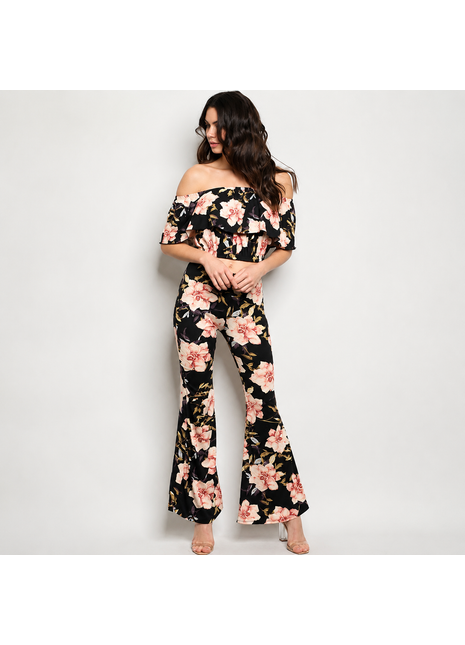 Women’s Floral Two Piece Top & Pants Set – Matching Casual Vacation Outfit LF3