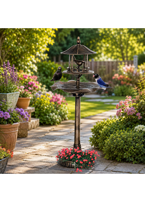 LIKESHOPPE 3-in-1 Garden Bird Bath Bowl Pedestal – Bird Bath, Bird Feeder & Flower Planter, Antique Bronze