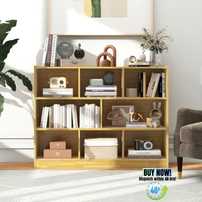 AT22- 3-Tier Open Bookcase 8-Cube Floor Standing Storage Shelves Display Cabinet - Likeshoppe