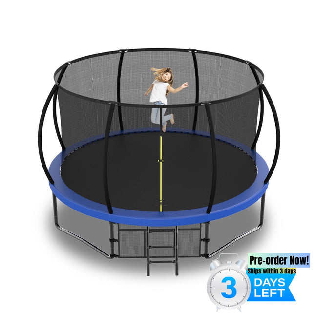 BA2- 12FT Trampoline with Balance Bar & Basketball Hoop&Ball, 1.5MM Thickened Recreational Trampoline for Adults & Kids, ASTM Approved Reinforced Type Outdoor Trampoline with Enclosure Net - Likeshoppe