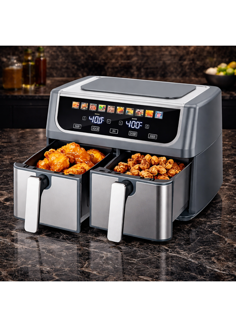 9.5L Dual Basket Air Fryer with Independent Temperature Control