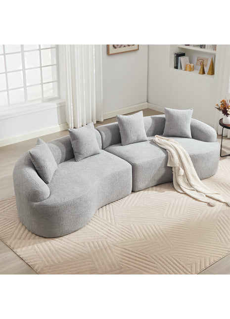 110" Curved Boneless Modular Sectional Sofa – Chenille Compression Couch (Grey)