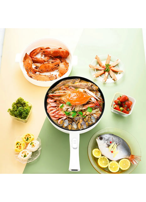 Likeshoppe Electric Hot Pot with Steamer – 3L Portable Non-Stick Cooker with Dual Power Control for Dorm, Apartment & Travel Cooking