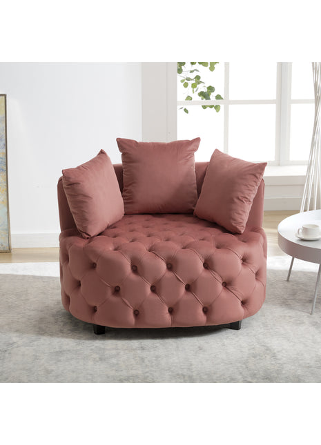 Likeshoppe Pink Velvet Barrel Accent Chair – Modern Curved Lounge Chair for Living Room, Bedroom & Reading Nook