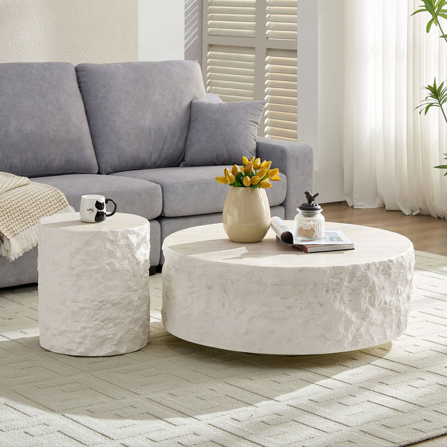 Likeshoppe 35.43''Fiberglass Round Center Coffee Table Set For Living Room