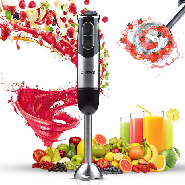 BQ1- 5 Core Handheld Blender, Electric Hand Blender 8-Speed 500W, Immersion Hand Held Blender Stick with Food Grade Stainless Steel Blades for Perfect Smoothies, Puree Baby Food & Soup - HB 1510 - Likeshoppe