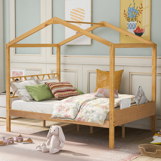 AS27- Full Size Wood House Bed with Storage Space - Likeshoppe
