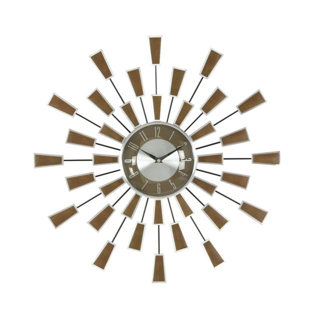 CG20- DecMode 22" Brown Metal Starburst Wall Clock - Likeshoppe