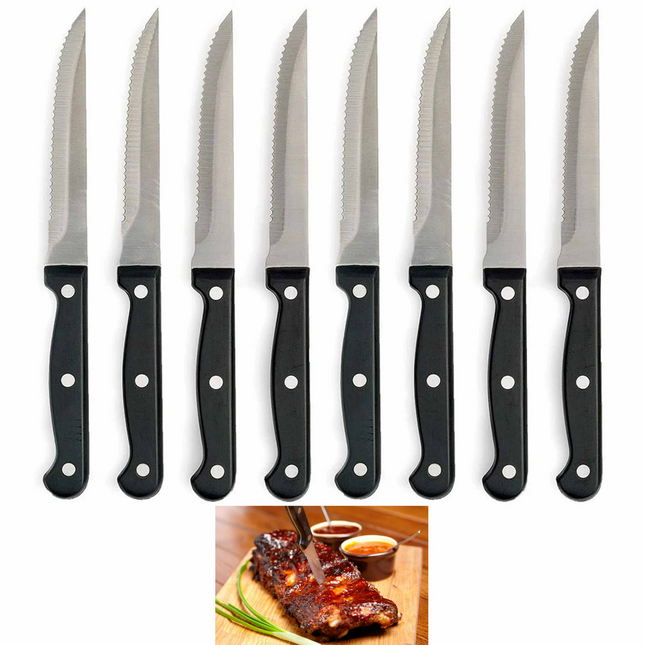 BN5- 8 Professional Steakhouse Knife Set Steak Knives Kitchen Cutlery Tool Serrated - Likeshoppe